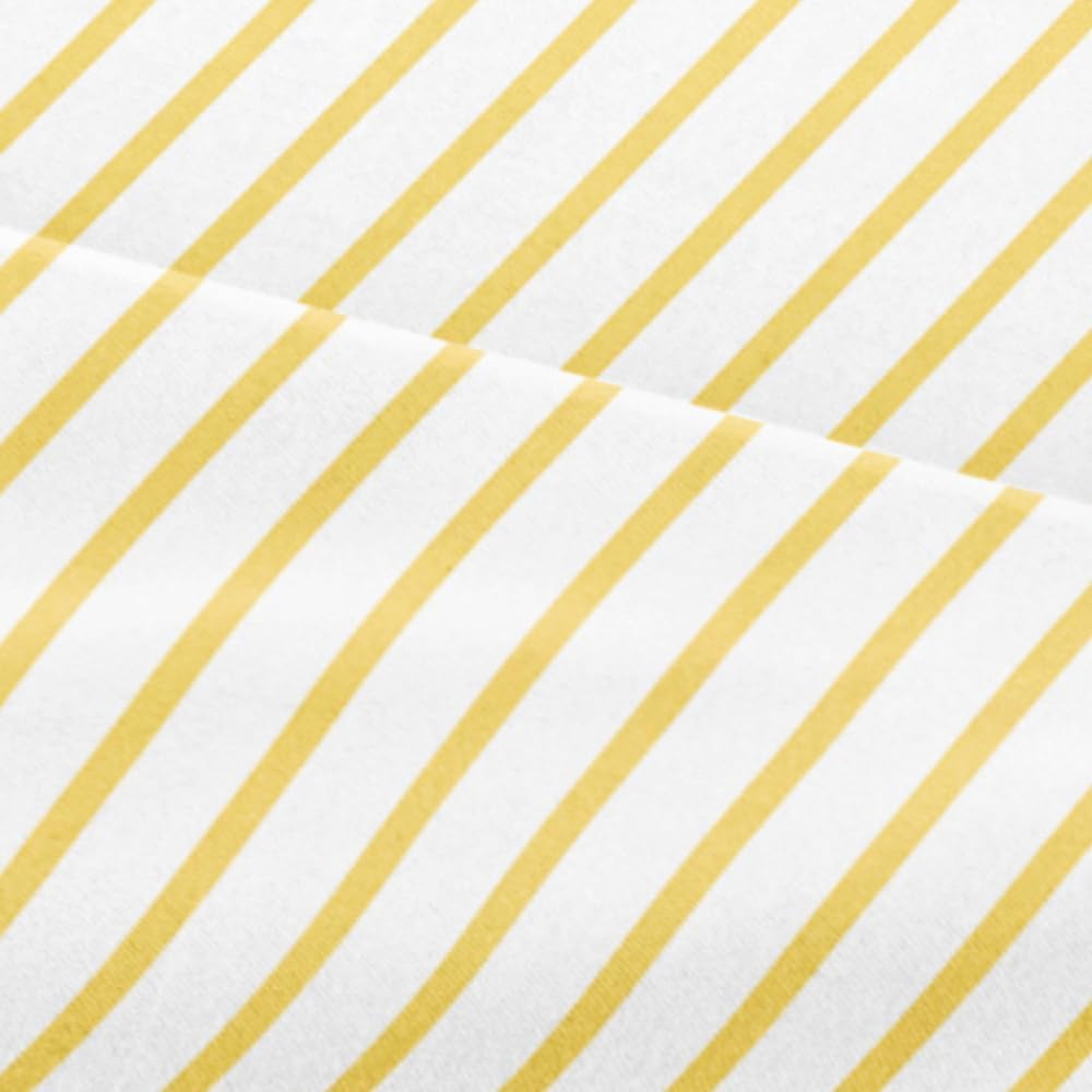 Twin XL 3 Piece Striped Sheet Set - Soft & Cooling - Yellow Pencil Stripes