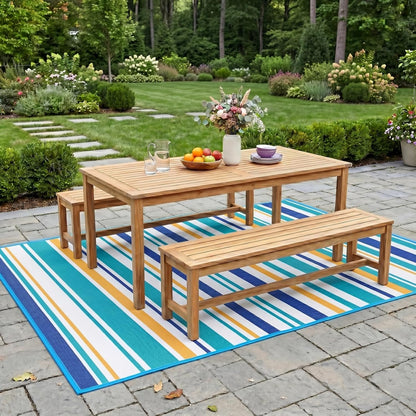 Outdoor Rug 5x8 ft, Waterproof Portable Plastic Straw Mat for Camping