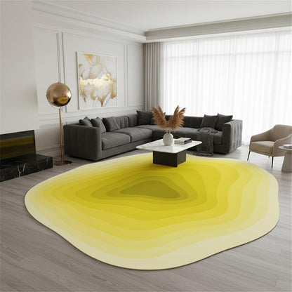 Warm Yellow Ombre Tonal Geometric Texture Irregular Area Rug 4x6 Modern Abstract Art Deco Aesthetic Indoor Rugs for Living Room Bedroom Dining Room Soft Washable Non Slip Rug Bright Fun Cozy Carpet