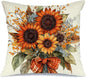 Fall Pillow Cover 18x18 Inch Sunflower Decor Floral Farmhouse Seasonal Pillow Case Decorations for Home Sofa Couch