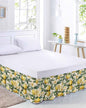 Yellow Lemon Bed Skirt Queen Size 16 Inch Drop, Adjustable Elastic Wrap Around Bed Skirts Easy Fitting Dust Ruffle Bedskirt Bed Frame Cover Floral Fruit Spring Summer Watercolor Green