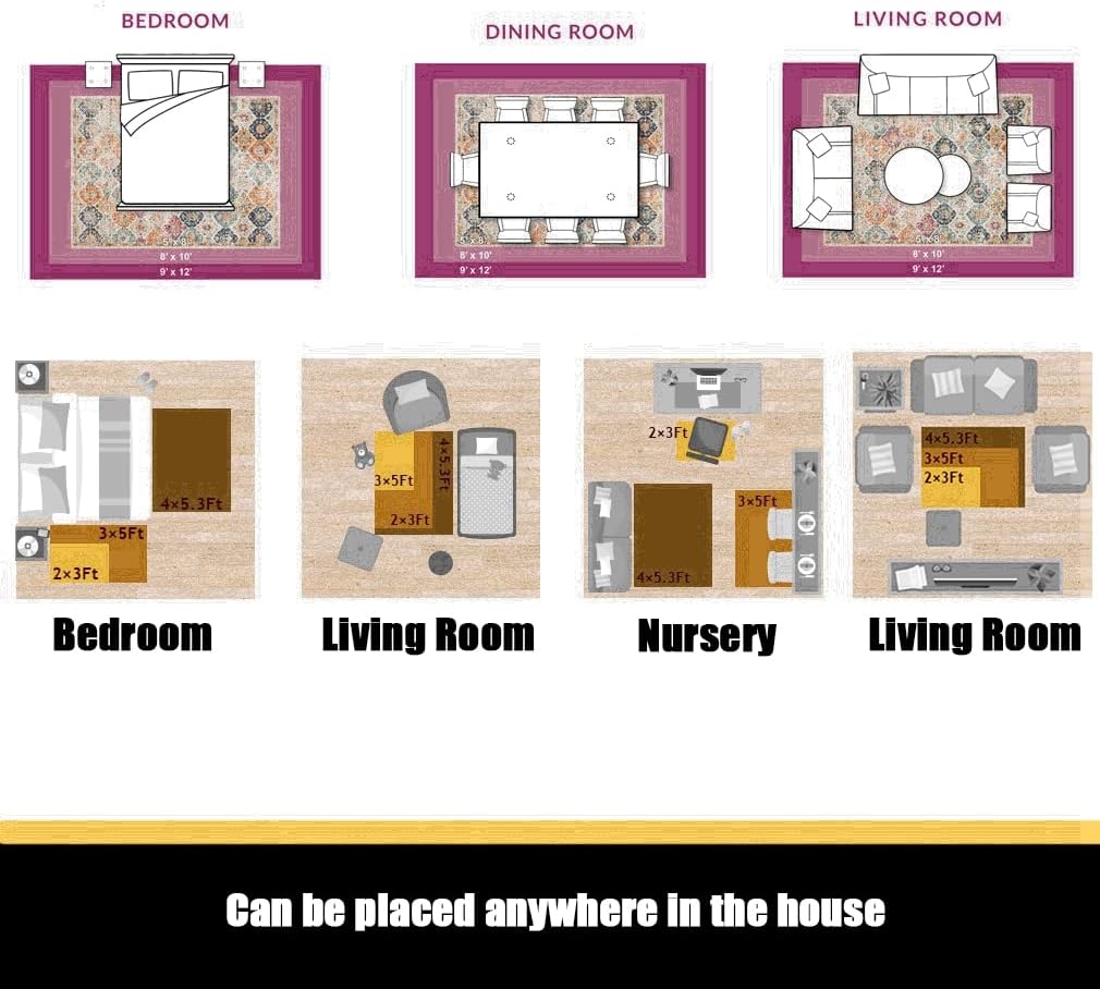 Modern Abstrac Area Rug Geometry Carpet for Farmhouse Bedroom Large Living Room Rugs Indoor Outdoor Door Mats Soft Non Slip Courtyard Kitchen Runner Decor Carpets 4.2' X 6.2'/Yellow